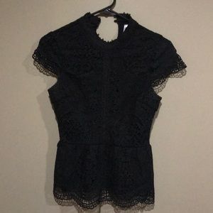 Young women’s black lace, faux suede back